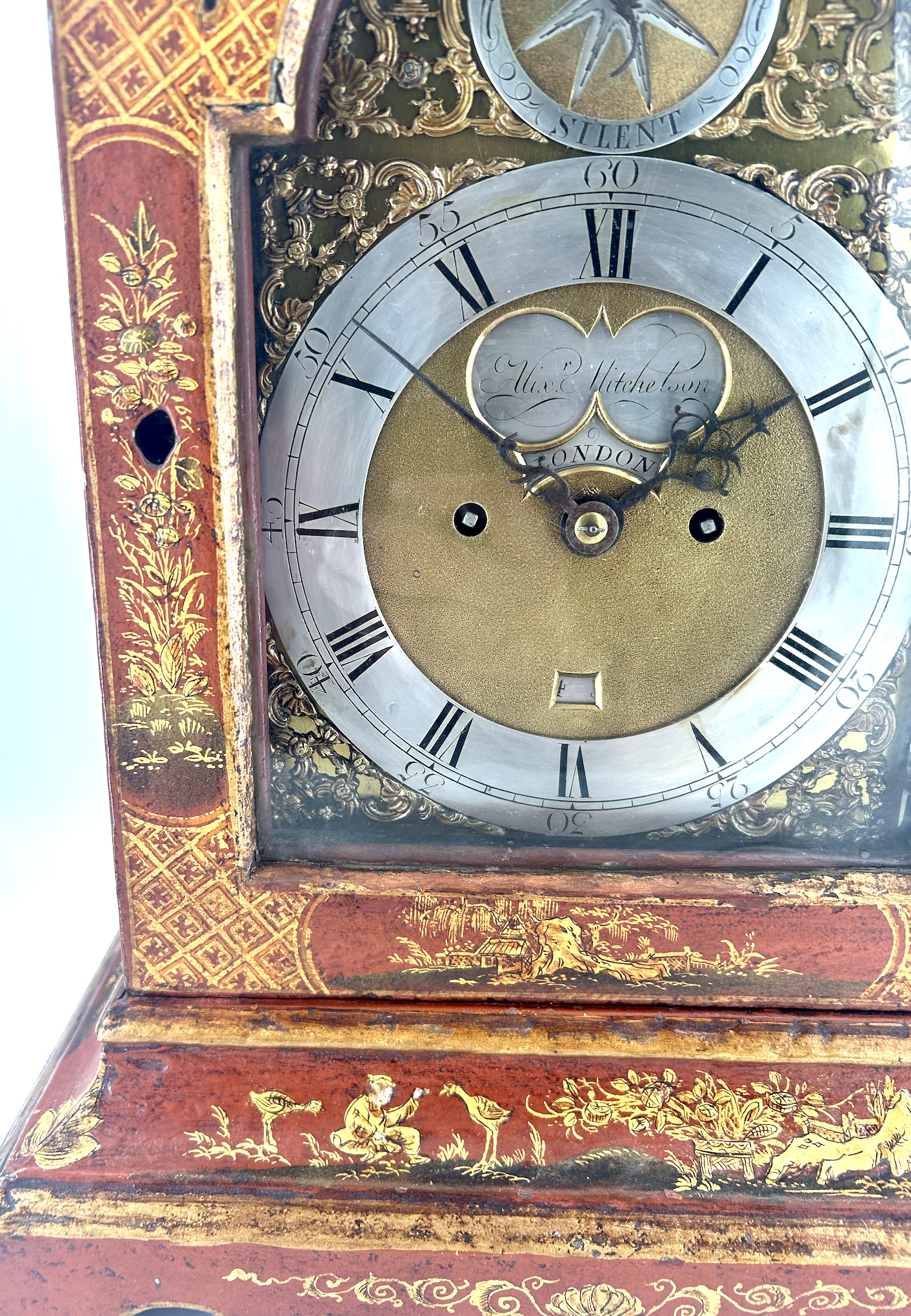 Outstanding Red Chinoiserie English Verge Twin Fusee Bracket Clock – Ca 1760 - Image 7